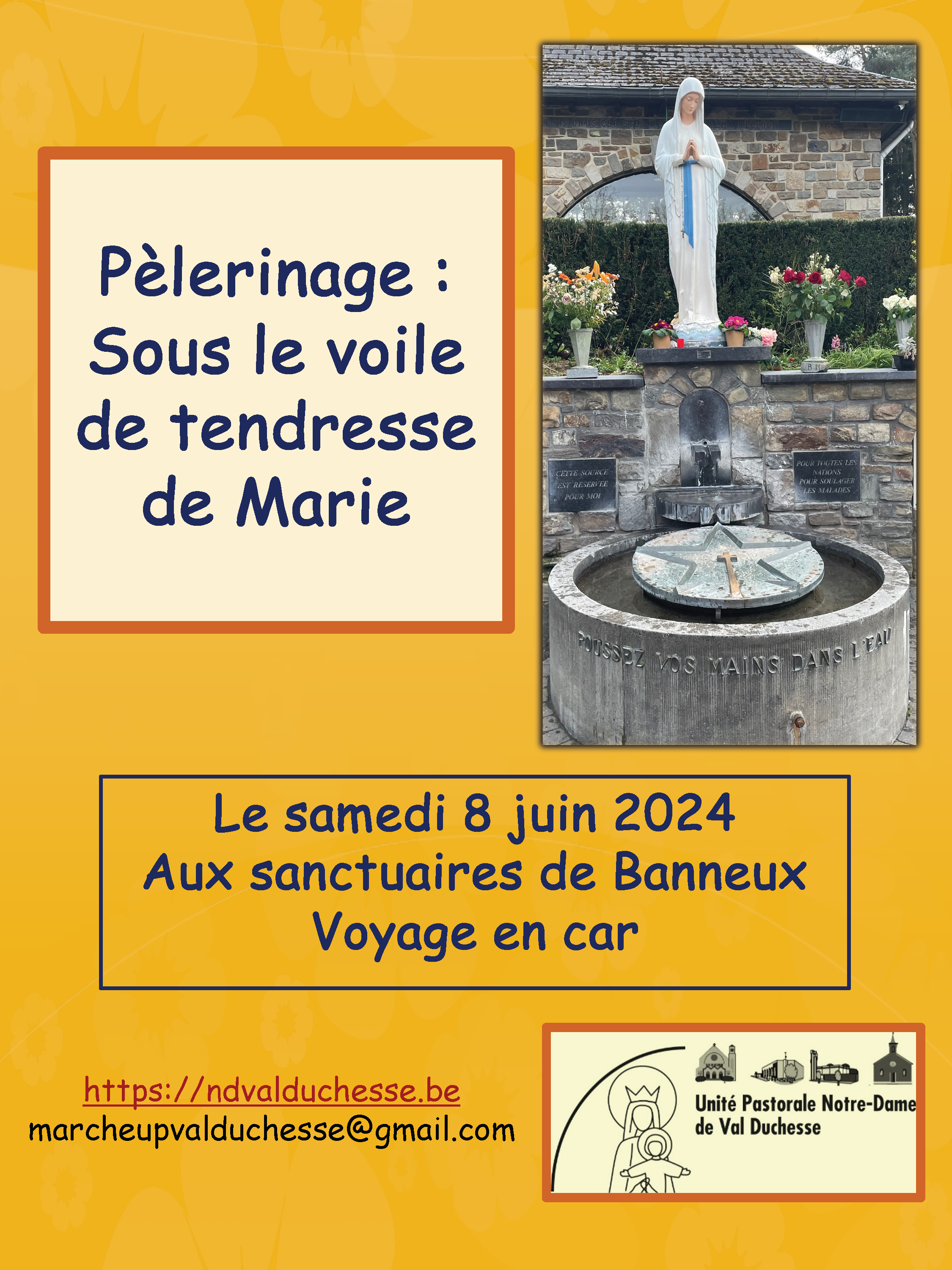 En route vers Banneux avec Marie le samedi 8 juin