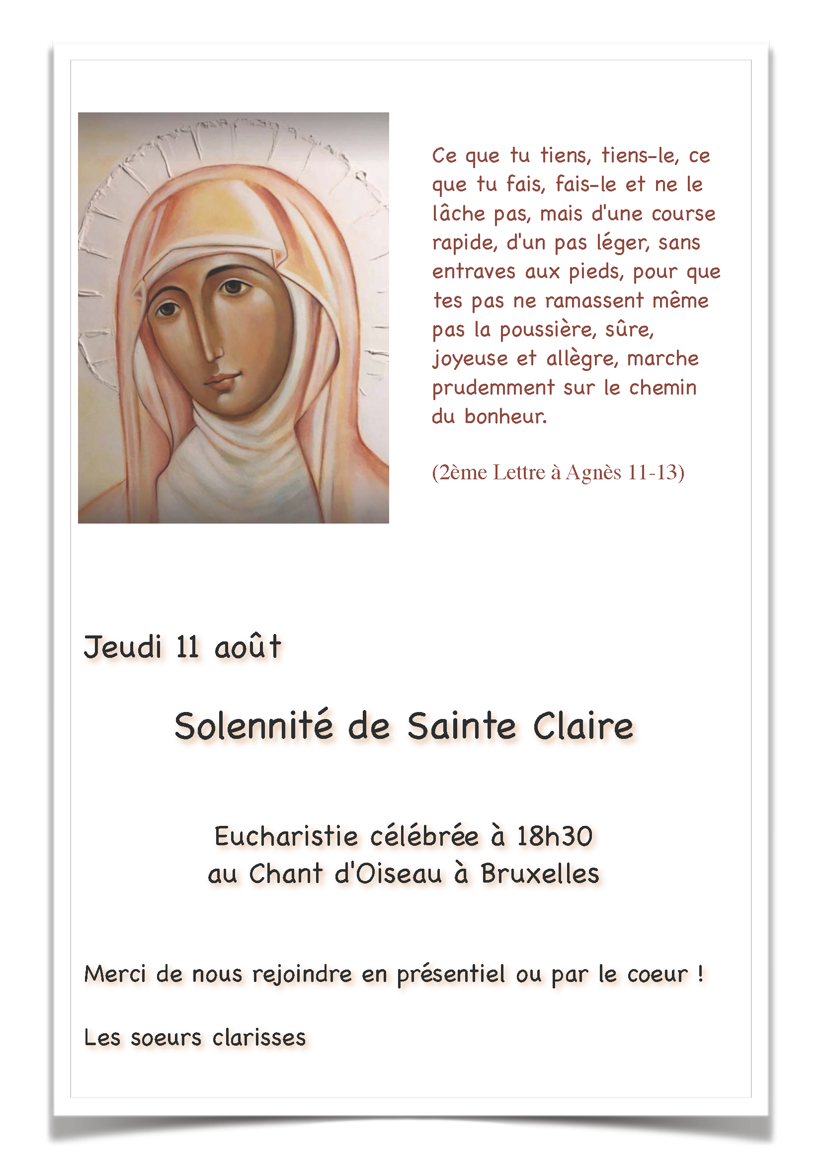 Solennité de Sainte Claire